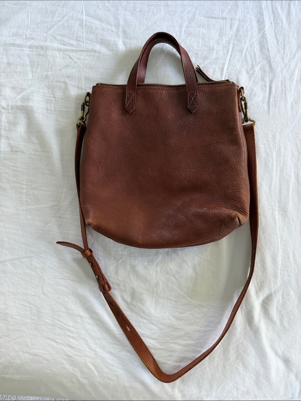 Madewell Brown Leather Crossbody Tote Bag